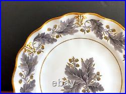 Exquisite Royal Crown Derby Portman Oak Salad plates, set 8, Gold accent, 8 3/4'