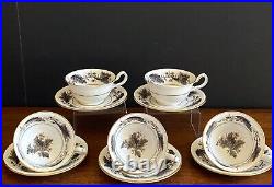 Exquisite Royal Crown Derby Portman Oak teacup Withsaucers, set 5, Gold accent, nice