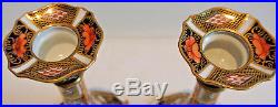 Extremely Rare Pair Of Royal Crown Derby 1128 Candlesticks Date Code 1922