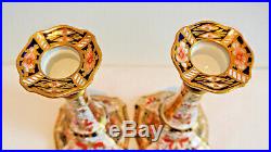 Extremely Rare Pair Of Royal Crown Derby 2451 Candlesticks Date Code 1916