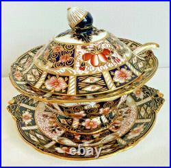 Extremely Rare Royal Crown Derby 2451 0r Traditional Imari Sauce Tureen & Ladle