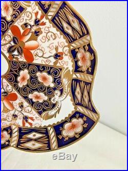 Extremely Rare Royal Crown Derby 2451 Or Traditional Imari Fan Shaped Tray