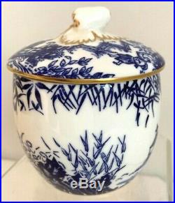 Extremely Rare Royal Crown Derby Blue Mikado Jam Pot And LID