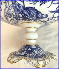 Extremely Rare Royal Crown Derby Blue Mikado Round Pedestal Comport