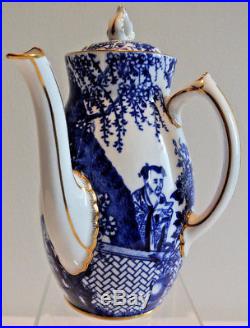 Extremely Rare Royal Crown Derby Blue Mikado Side Handle Cocoa Pot