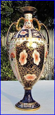 Fabulous 14 Antique Royal Crown Derby Imari Vase and Cover Dated 1919