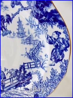 Four Blue Mikado Royal Crown Derby Dessert Plates Blue Chinoiserie Oriental Nice
