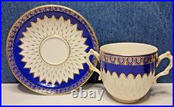 GEORGIAN Ca 1785 Royal Crown DERBY Cobalt Blue ARTICHOKE Bouillon Cup & Saucer