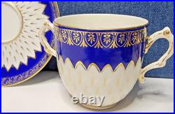 GEORGIAN Ca 1785 Royal Crown DERBY Cobalt Blue ARTICHOKE Bouillon Cup & Saucer