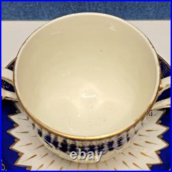 GEORGIAN Ca 1785 Royal Crown DERBY Cobalt Blue ARTICHOKE Bouillon Cup & Saucer