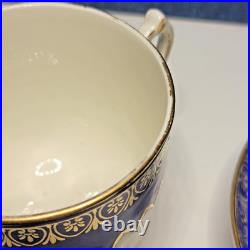 GEORGIAN Ca 1785 Royal Crown DERBY Cobalt Blue ARTICHOKE Bouillon Cup & Saucer