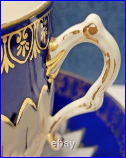 GEORGIAN Ca 1785 Royal Crown DERBY Cobalt Blue ARTICHOKE Bouillon Cup & Saucer