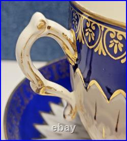 GEORGIAN Ca 1785 Royal Crown DERBY Cobalt Blue ARTICHOKE Bouillon Cup & Saucer
