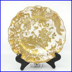 GOLD AVES by ROYAL CROWN DERBY Bone China Sheffield Dessert Plate Ruffled Edge