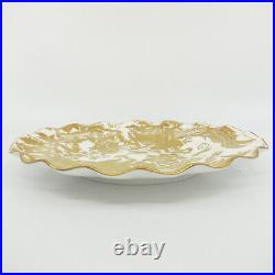 GOLD AVES by ROYAL CROWN DERBY Bone China Sheffield Dessert Plate Ruffled Edge