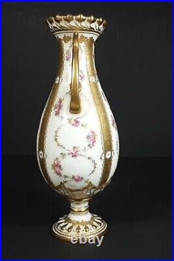 Gilded Floral Vase Antique Royal Crown Derby Hand Painted c. 1903