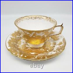 Gold Aves Tea Cup Saucer Set Royal Crown Derby Excellent Condition