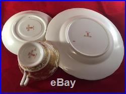Gorgeous Royal Crown Derby Porcelain Cup and Saucer Trio Set GOLD AVES Pattern