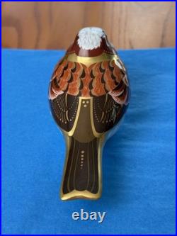 Hard To Find House Sparrow Paperweight Royal Crown Derby Gold Stopper