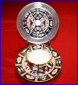 IMARI 2451 w STERLING 1 RIM SAUCER, CUP & PLATE BY ROYAL CROWN DERBY