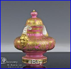 Lovely Antique Royal Crown Derby Pink Glazed Porcelain Covered Urn Pot