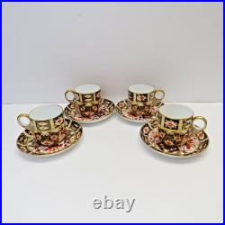 Lot 4 Pre-1921 Royal Crown Derby England #2451 Imari Demitasse Cup & Saucer Sets