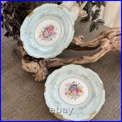 Lot of 6 Vintage Royal Crown Derby Turquoise Floral 10 Plates