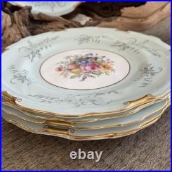 Lot of 6 Vintage Royal Crown Derby Turquoise Floral 10 Plates