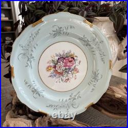 Lot of 6 Vintage Royal Crown Derby Turquoise Floral 10 Plates