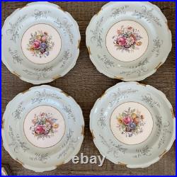 Lot of 6 Vintage Royal Crown Derby Turquoise Floral 10 Plates