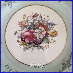 Lot of 6 Vintage Royal Crown Derby Turquoise Floral 10 Plates