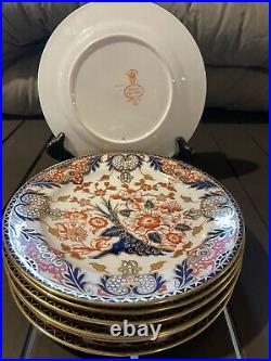 Lot of 8 Royal Crown Derby Salad Plates Kings Pattern (1806-1825) Imari Antique