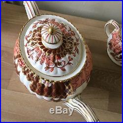 Lovely Antique Royal Crown Derby Teapot Cream & Sugar Set Imari circa 1888