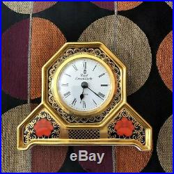 Lovely Royal Crown Derby Old Imari 1128 Mantel Clock
