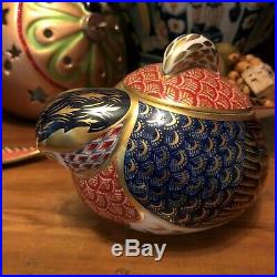 Lovely Royal Crown Derby Quail or Hen Bird Imari Style Box Jar or Lidded Bowl