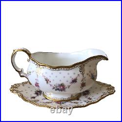 Lovely Royal Crown Derby Royal Antoinette Gravy Boat & Underplate