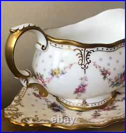 Lovely Royal Crown Derby Royal Antoinette Gravy Boat & Underplate