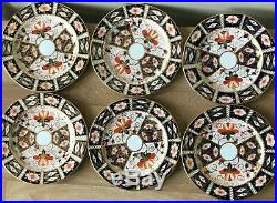 Lovely Royal Crown Derby Set of 6 Traditional Imari 2451 Dessert Plates