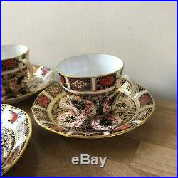 Lovely Set of 3 Royal Crown Derby Old Imari 1128 Cups & Saucers