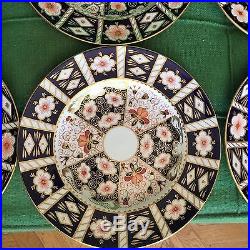 Lovely Set of 6 Royal Crown Derby Traditional Imari 2451 Dinner Plates