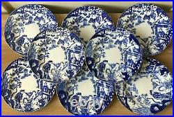 Lovely Set of 8 Royal Crown Derby Blue Mikado Salad Plates