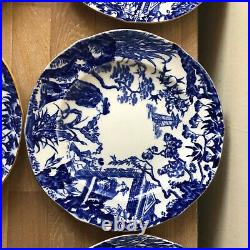 Lovely Set of 8 Royal Crown Derby Blue Mikado Salad Plates