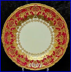 MAGNIFICENT Antique Royal Crown Derby Red And Heavy Gold Porcelain Dinner Plate