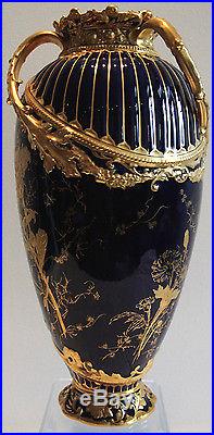 Magnificent Rare Royal Crown Derby Vase Superb Gilding 13 & 1/2 Inches Tall