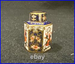 Miniature Royal Crown Derby Porcelain Imari Tea Caddy Rare