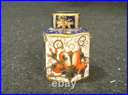 Miniature Royal Crown Derby Porcelain Imari Tea Caddy Rare