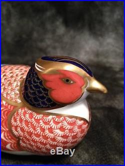 Mint! Bone China Royal Crown Derby Imari Gold Stopper Pheasant Bird Figurine