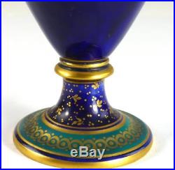 N829 Antique Royal Crown Derby Porcelain Vase Birds Signed By A. F Wood Cobalt