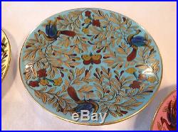 NR Set 8 Antique Royal Crown Derby For Tiffany & Co Service Plates Peacocks