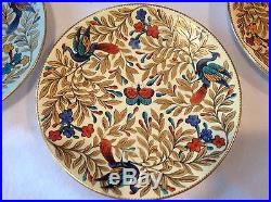 NR Set 8 Antique Royal Crown Derby For Tiffany & Co Service Plates Peacocks